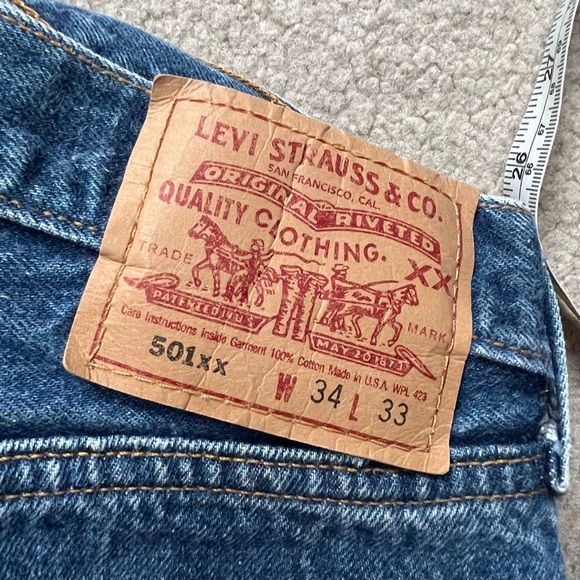 Vintage 1996 Levi’s 501xx Original Fit Jeans Wallet Marking USA / Size 34 - Picture 6 of 10